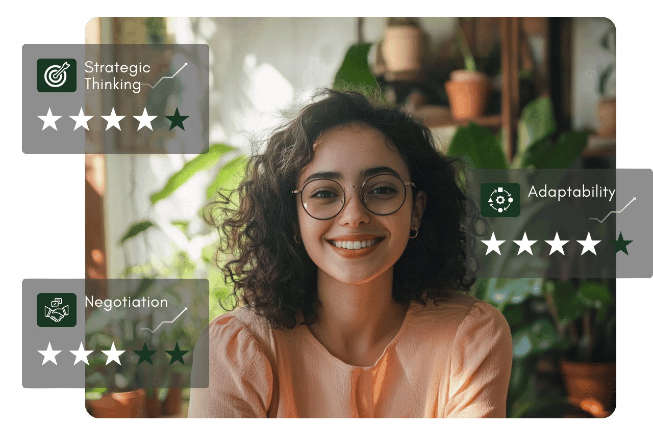 Career assessment showing Strategic Thinking, Adaptability, and Negotiation skills